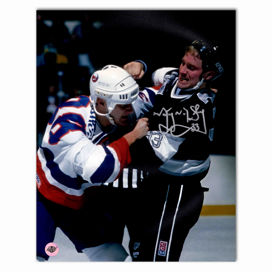 Marty McSorley Autographed Los Angeles Kings Fight Vs Islanders 8x10 Photo