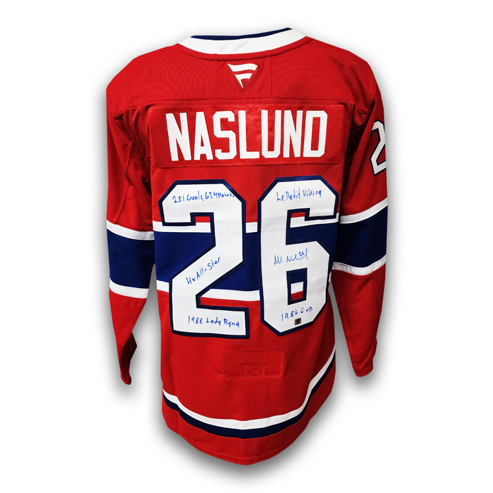 Mats Naslund Autographed Montreal Canadiens Fanatics Premium Jersey Career Inscriptions