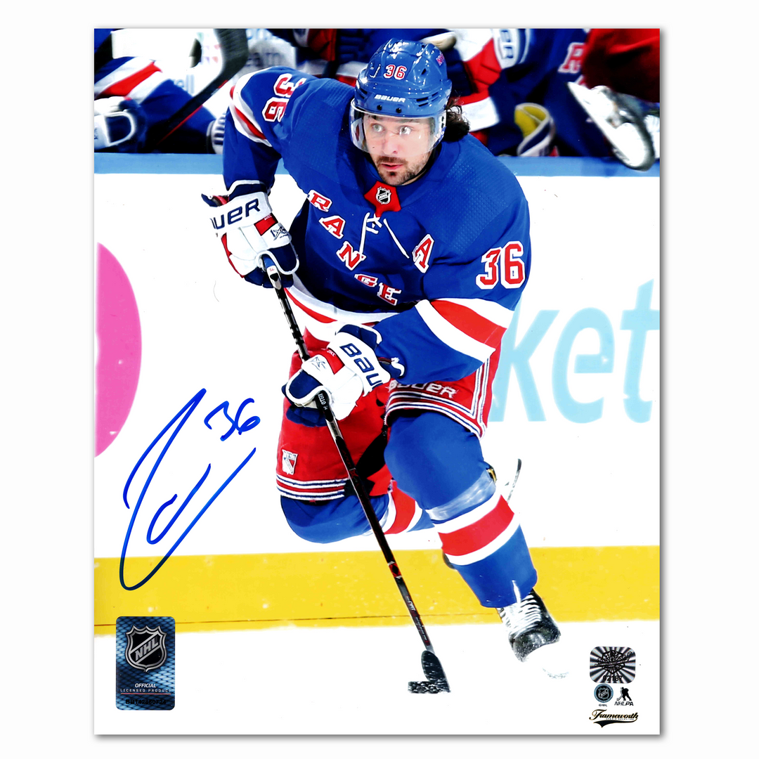 Mats Zuccarello Autographed New York Rangers Home 8x10 Photo