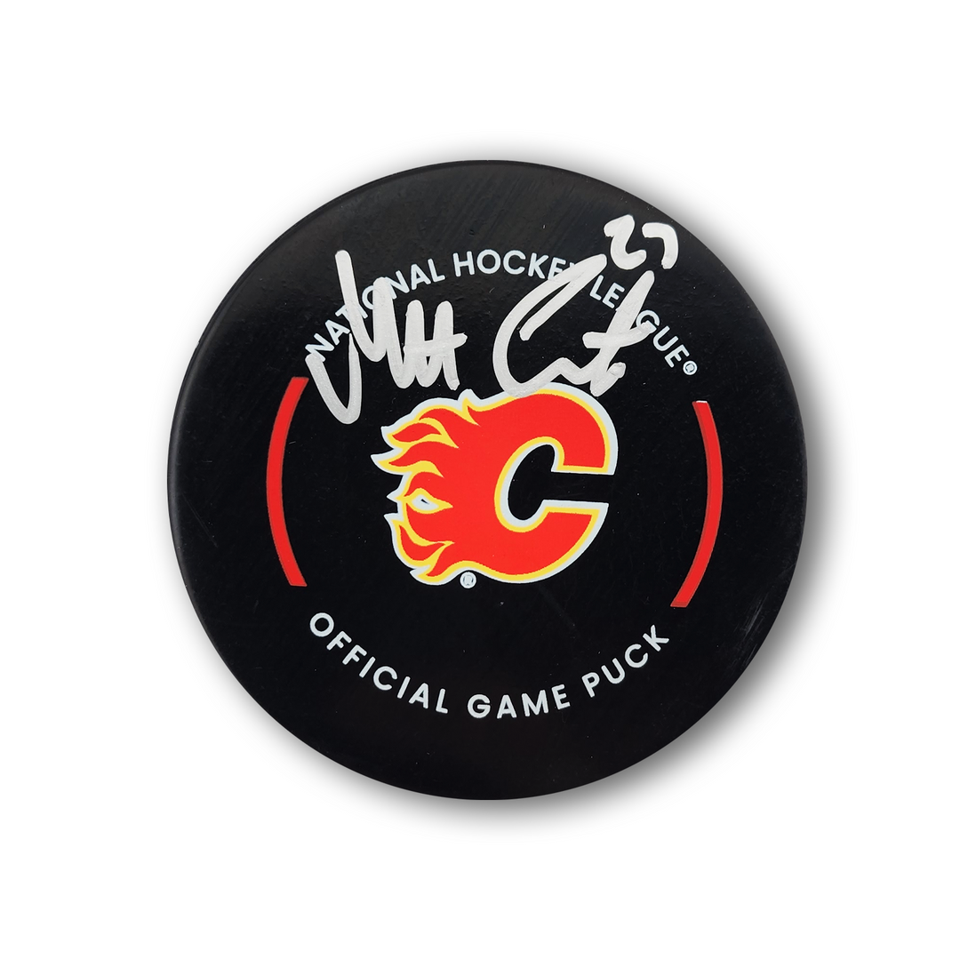 Matt Coronato Autographed Calgary Flames Official Hockey Puck