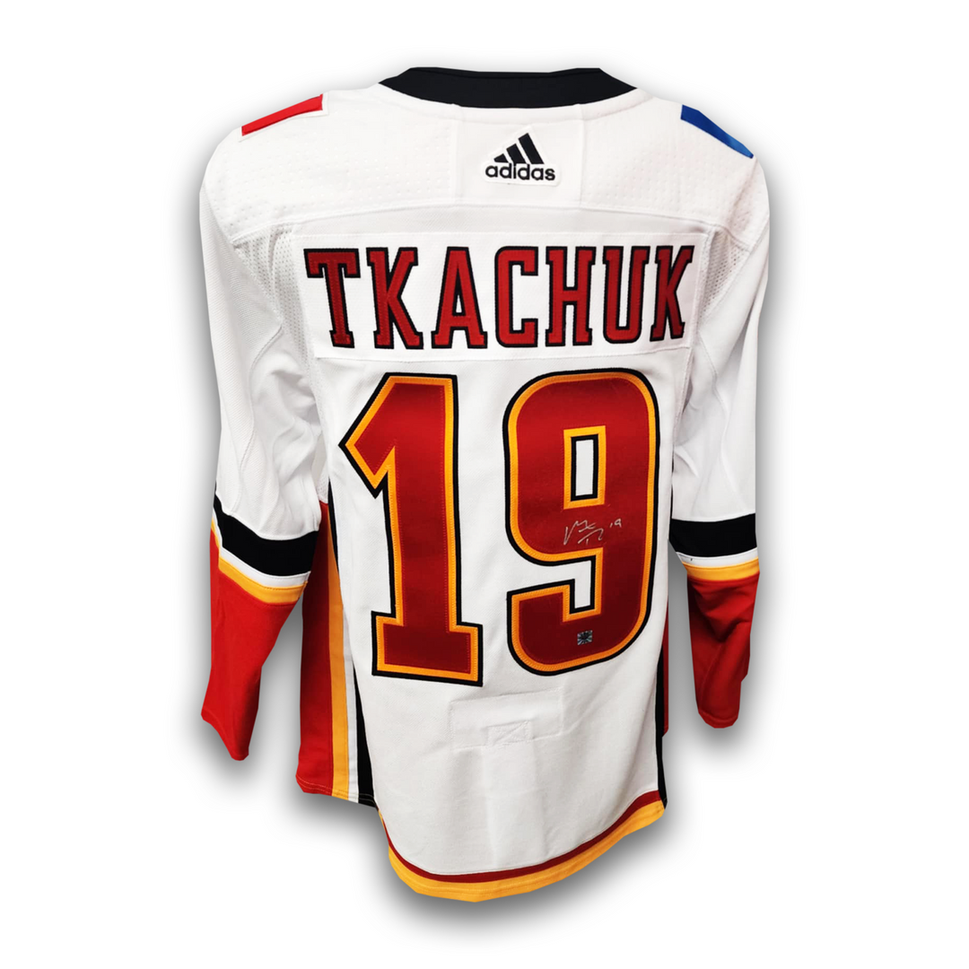 Matthew Tkachuk Autographed Calgary Flames 2017 Away Adidas Jersey