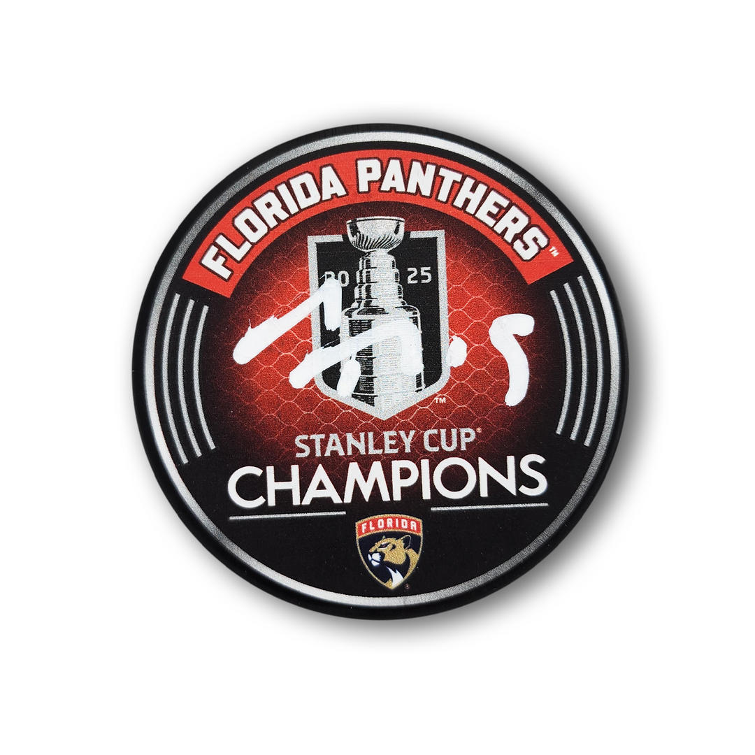Matthew Tkachuk Autographed Florida Panthers 2025 Stanley Cup Hockey Puck