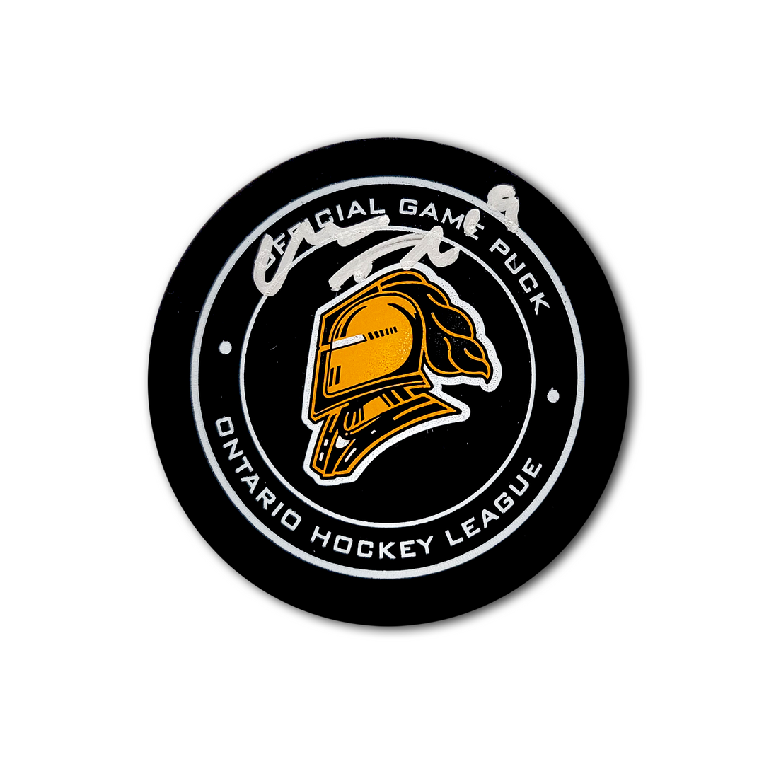 Matthew Tkachuk London Knights Autographed Official Hockey Puck