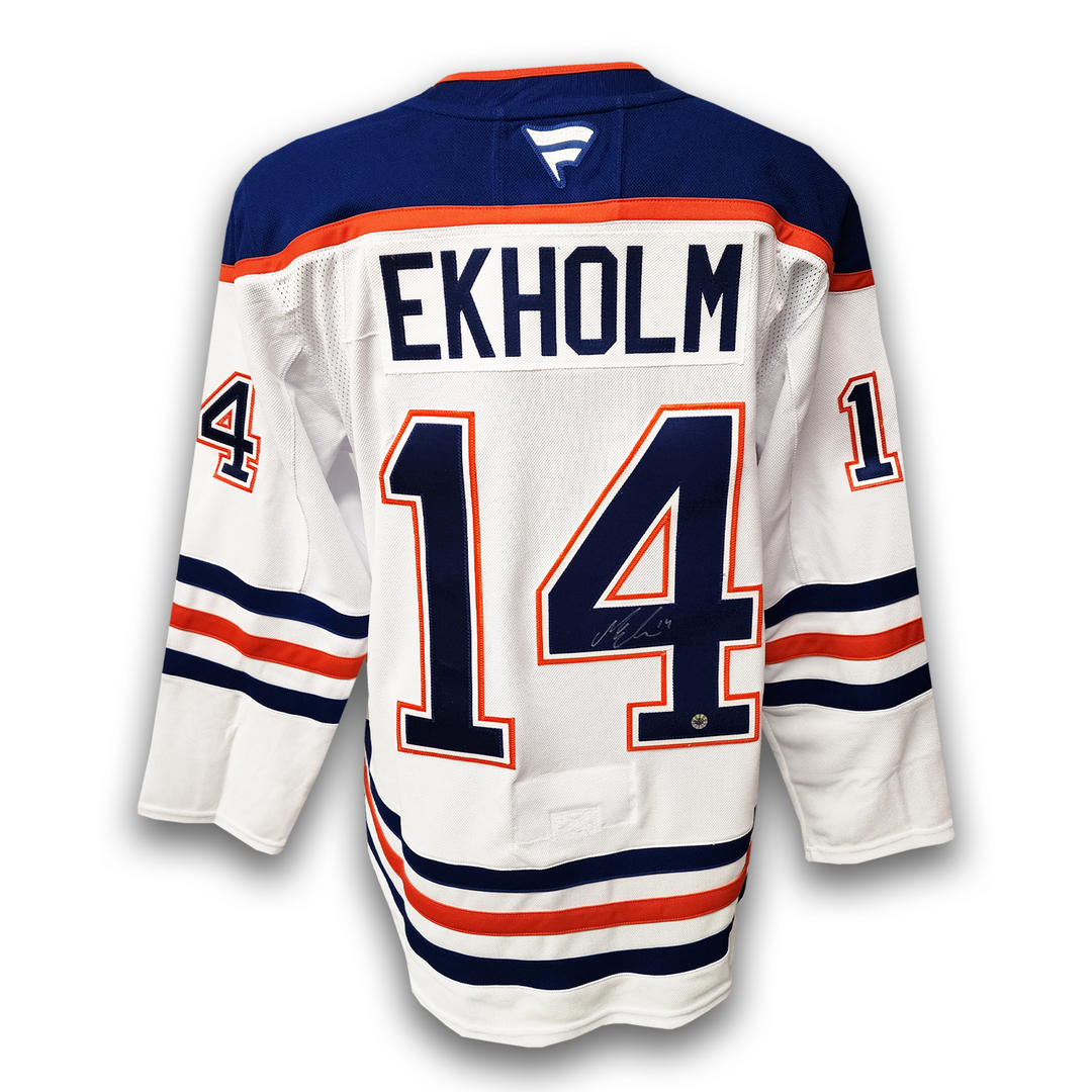 Mattias Ekholm Autographed Edmonton Oilers Away Fanatics Premium Jersey