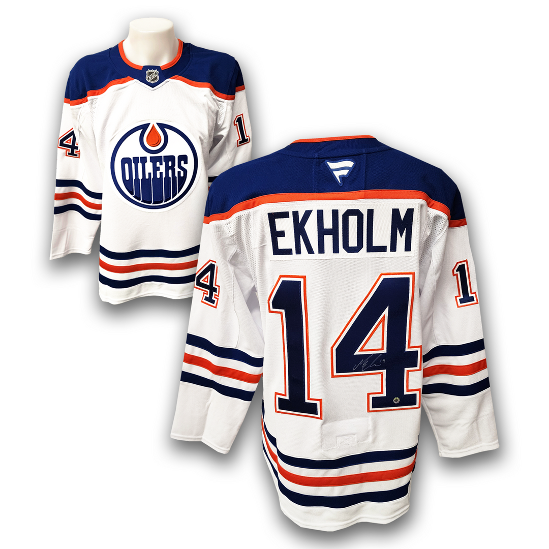 Mattias Ekholm Autographed Edmonton Oilers Away Fanatics Premium Jersey