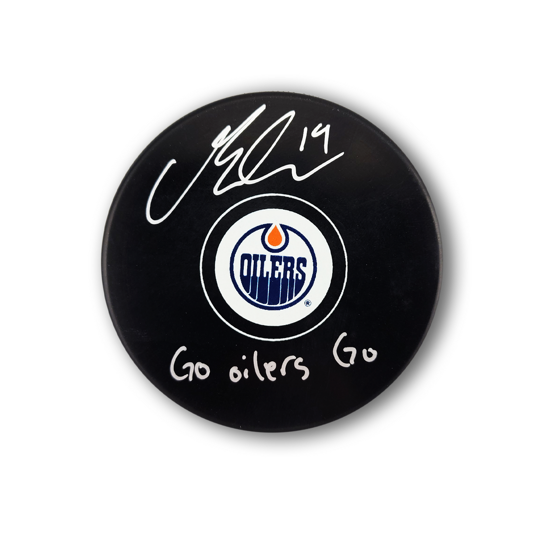 Mattias Ekholm Autographed Edmonton Oilers Hockey Puck Inscribed Go Oilers Go