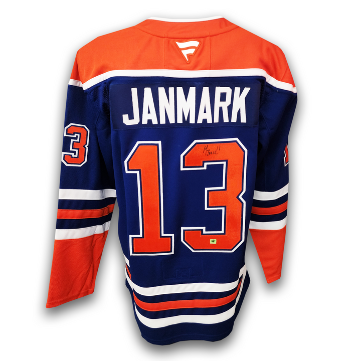 Mattias Janmark Autographed Edmonton Oilers Home Fanatics Premium Jersey
