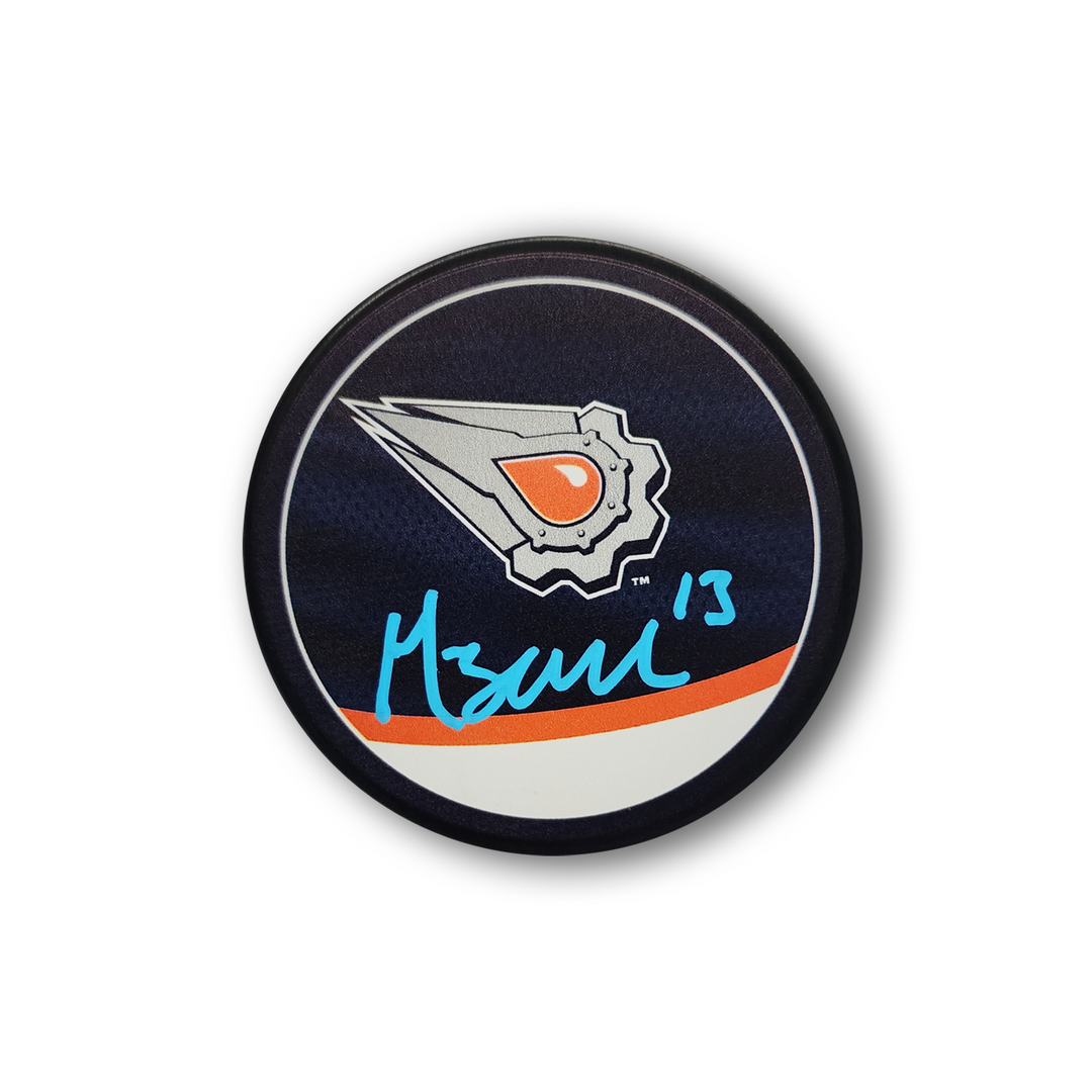 Mattias Janmark Autographed Edmonton Oilers Reverse Retro Hockey Puck