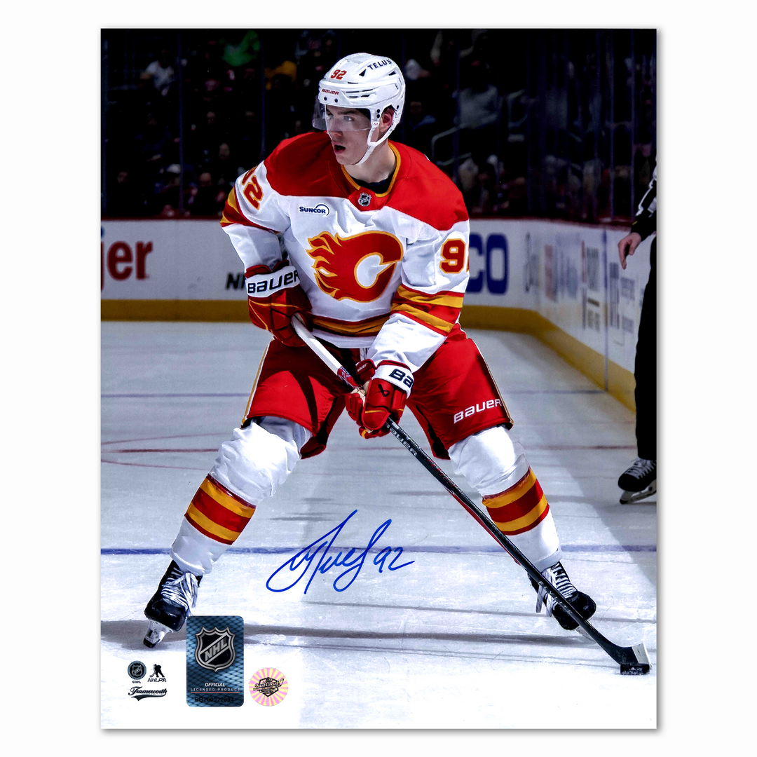 Matvei Gridin Autographed Calgary Flames Away 8x10 Photo