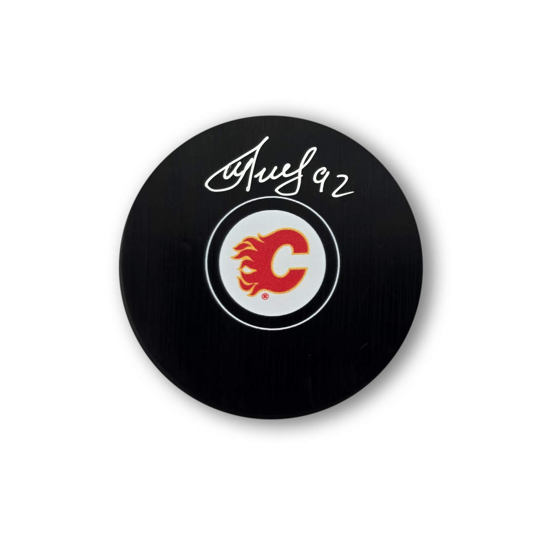 Matvei Gridin Autographed Calgary Flames Hockey Puck