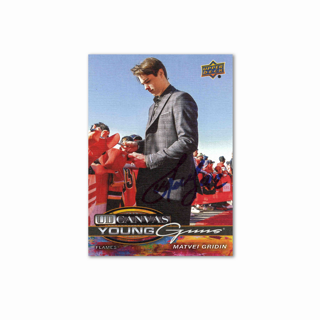 Matvei Gridin Autographed Calgary Flames Young Gun Canvas C235 Hockey Card