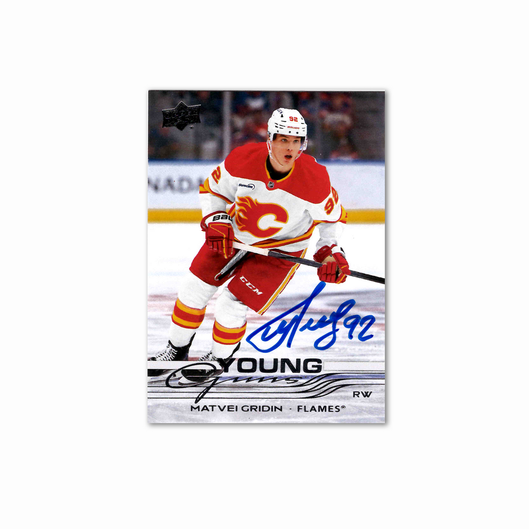 Matvei Gridin Autographed Calgary Flames Young Guns Hockey Card