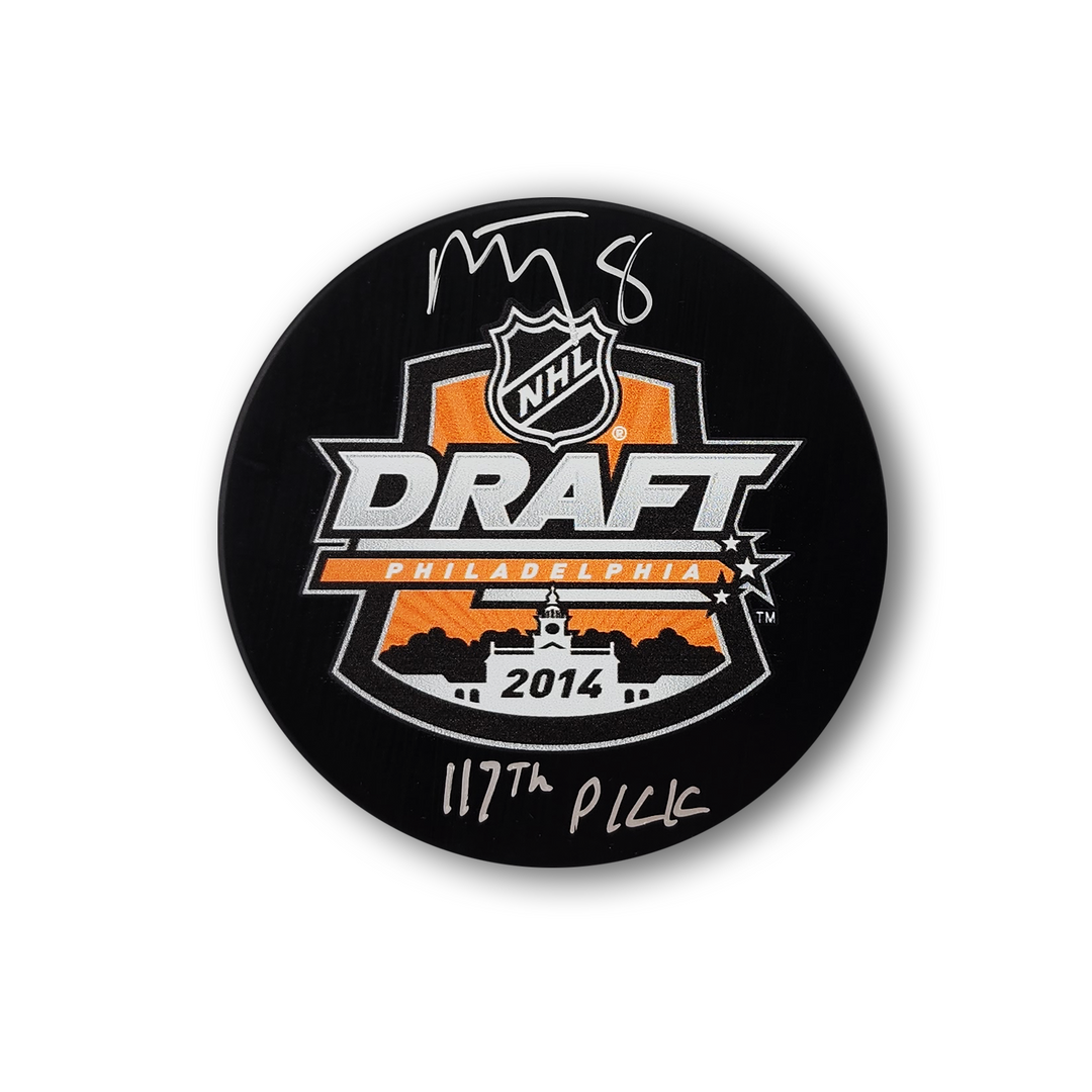 Michael Bunting Autographed 2014 NHL Draft Hockey Puck Inscribed 117th Pick