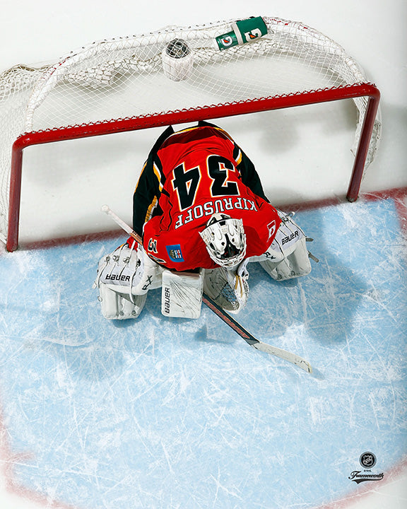 Pre-Order - Miikka Kiprusoff Autographed Calgary Flames Home 8x10 Photo (Ready For Action)