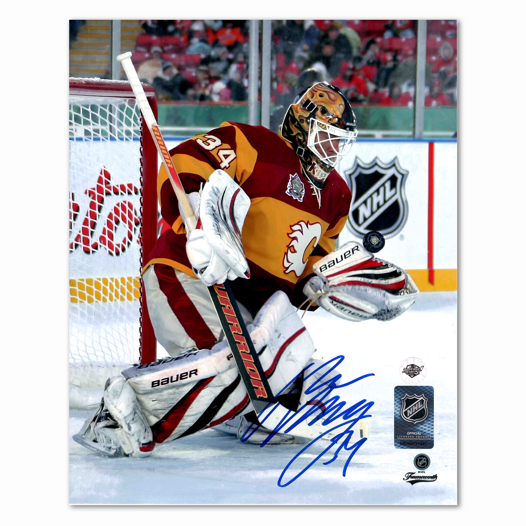 Miikka Kiprusoff Autographed Calgary Flames Winter Classic 8x10 Photo