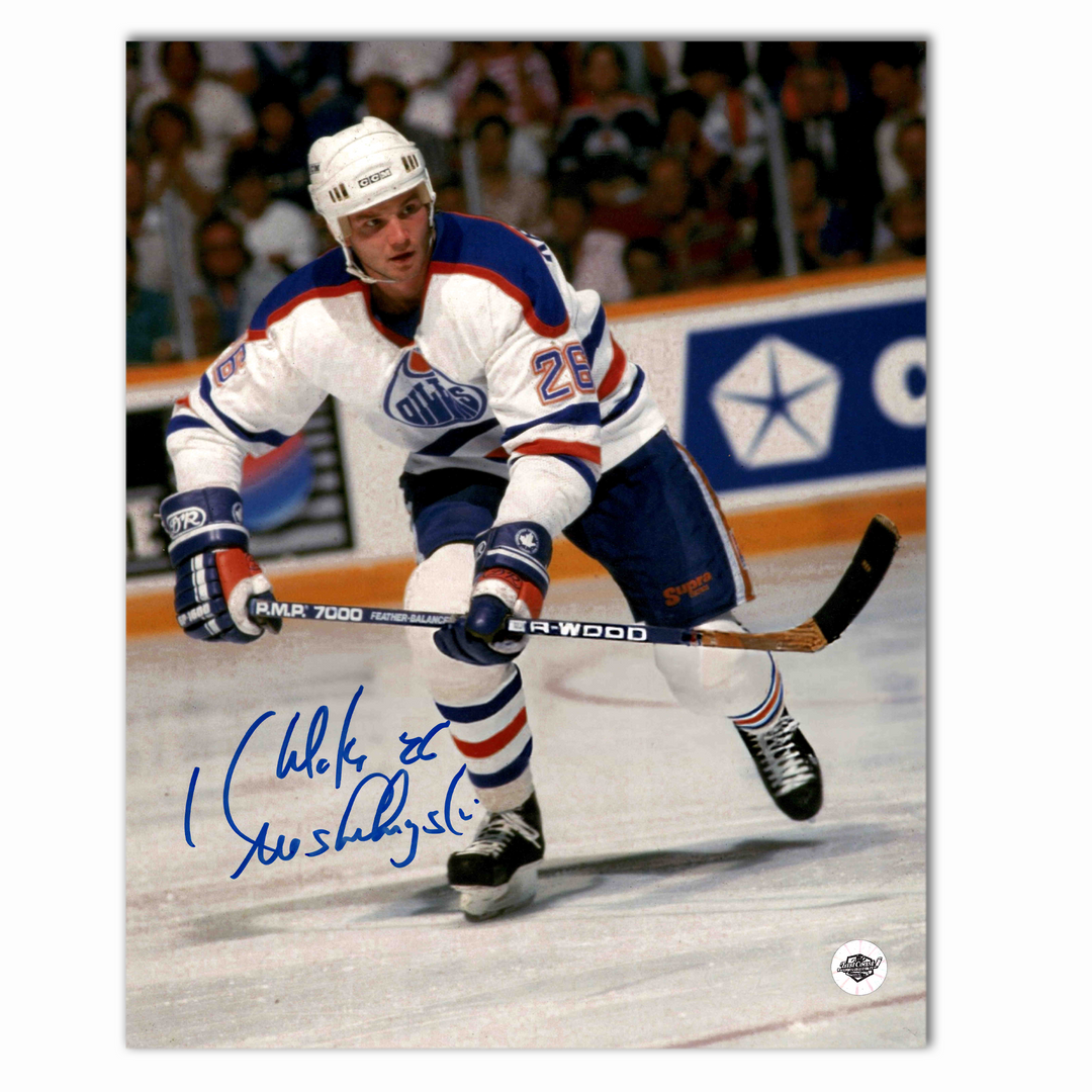 Mike Krushelnyski Autographed Edmonton Oilers Away 8x10 Photo