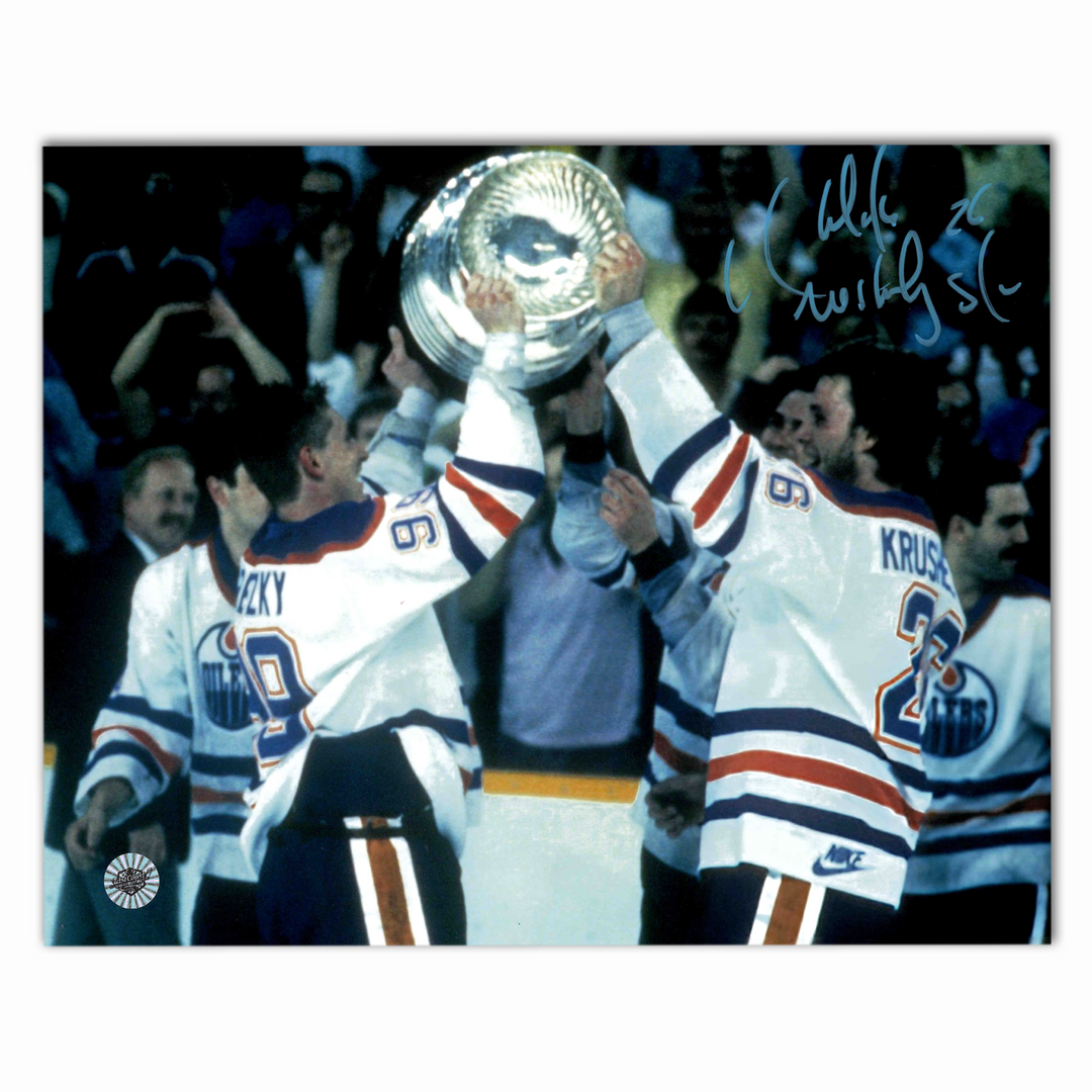 Mike Krushelnyski Autographed Edmonton Oilers Stanley Cup Horizontal 8x10 Photo