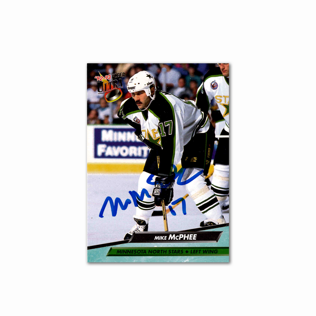 Mike McPhee Autographed Dallas Stars 1992-93 Fleer Ultra #322 Hockey Card