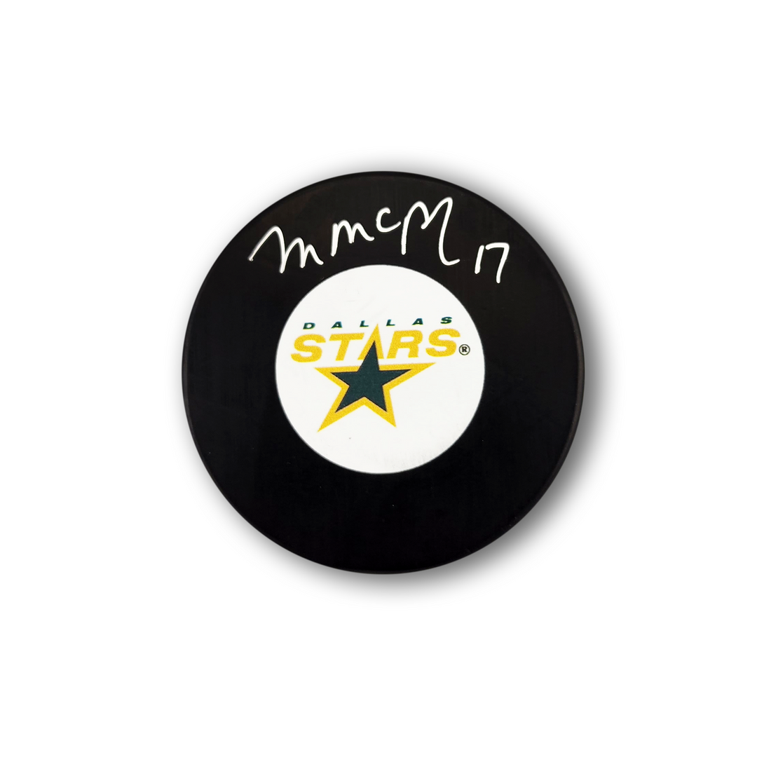 Mike McPhee Autographed Dallas Stars Hockey Puck