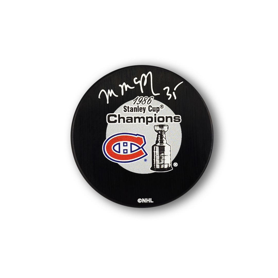 Mike McPhee Autographed Montreal Canadiens 1986 Stanley Cup Hockey Puck