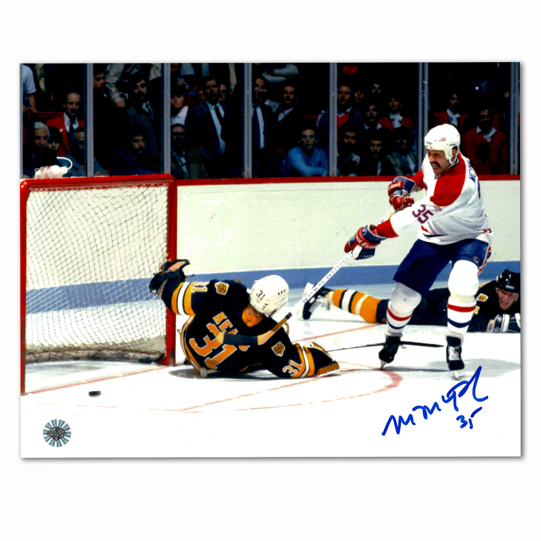 Mike McPhee Autographed Montreal Canadiens Home 8x10 Photo (Bruins)