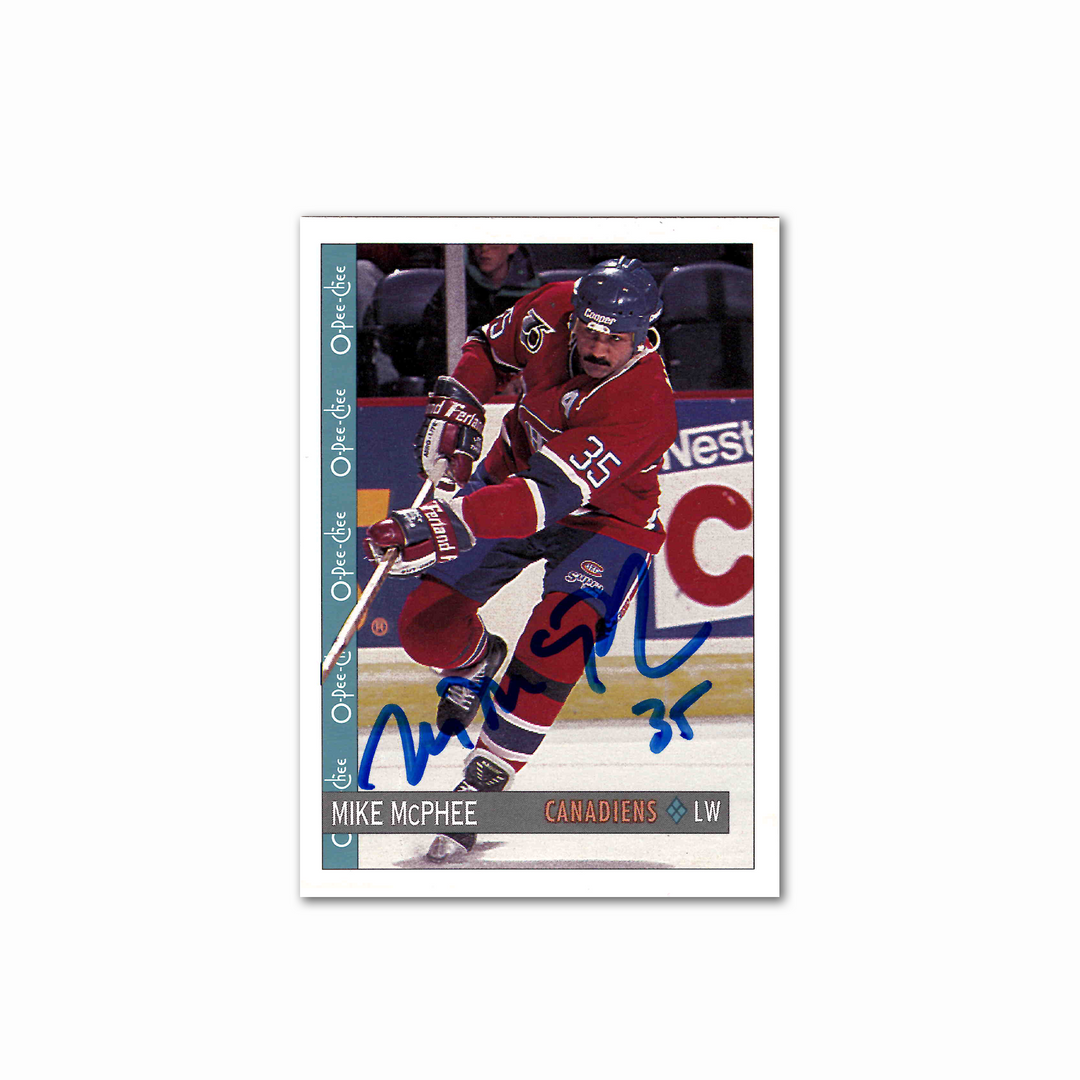 Mike McPhee Autographed Montreal Canadiens 1992 OPC #199 Hockey Card
