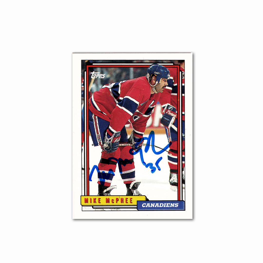 Mike McPhee Autographed Montreal Canadiens 1992 Topps #45 Hockey Card