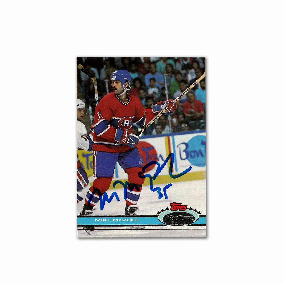 Mike McPhee Autographed Montreal Canadiens 1991 Topps Stadium Club 