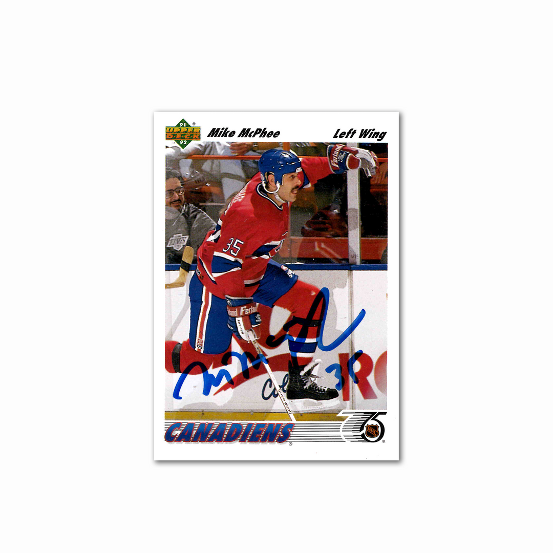 Mike McPhee Autographed Montreal Canadiens 1991 UDA #487 Hockey Card