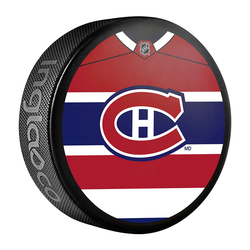 Pre-Order - Mike McPhee Autographed Montreal Canadiens Jersey Design Hockey Puck