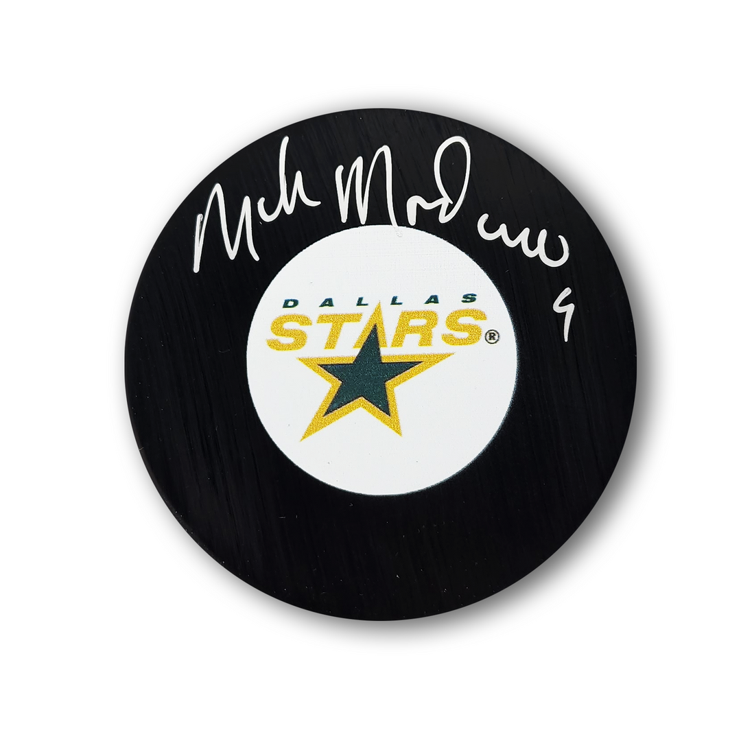 Mike Modano Autographed Dallas Stars Old Logo Hockey Puck