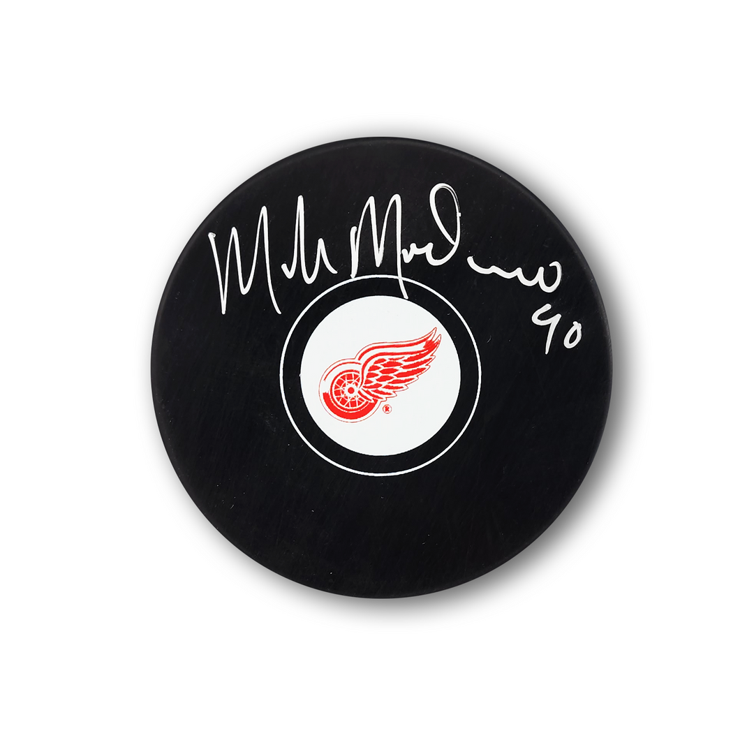Mike Modano Autographed Detroit Red Wings Hockey Puck