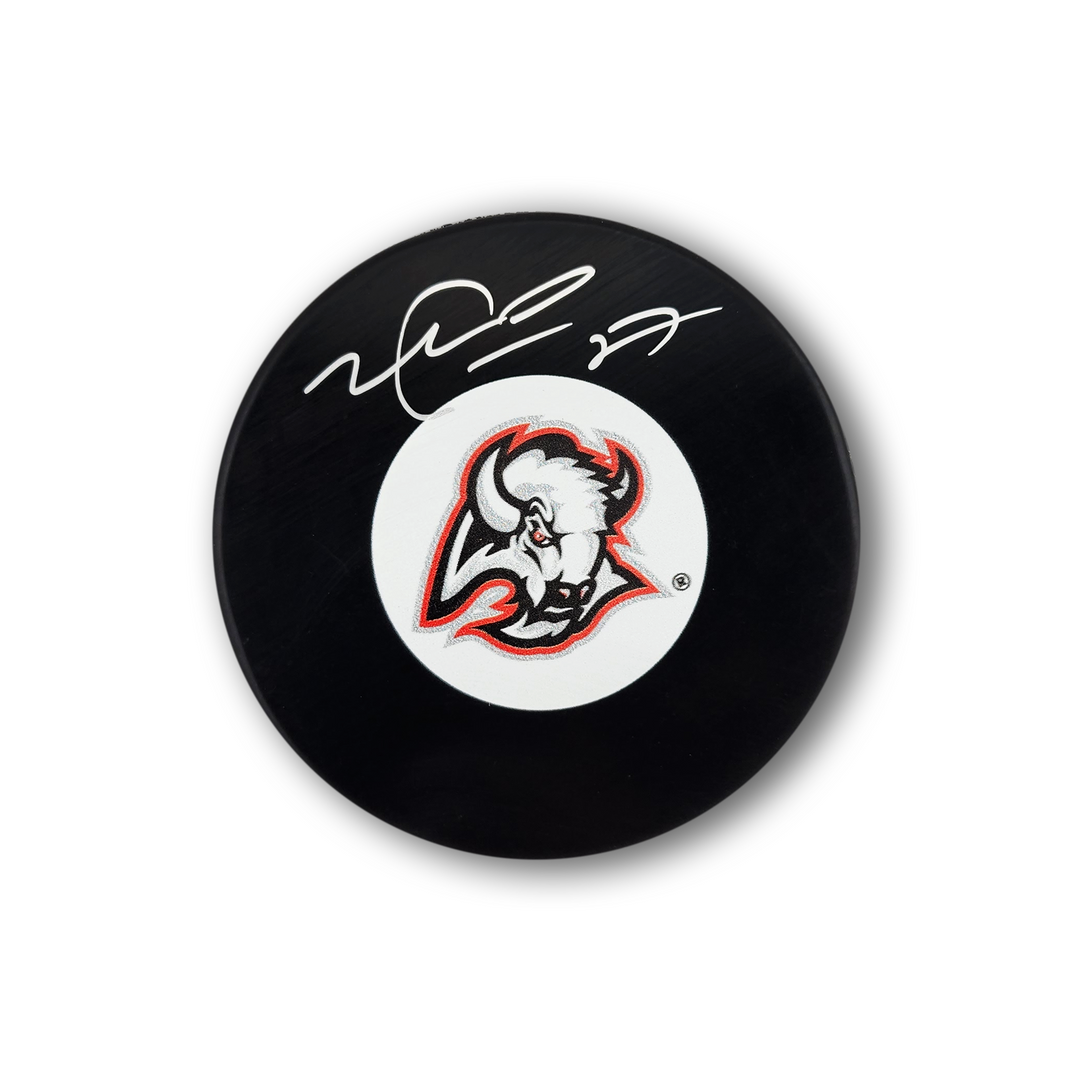 Mike Peca Autographed Buffalo Sabres Goat Head Hockey Puck