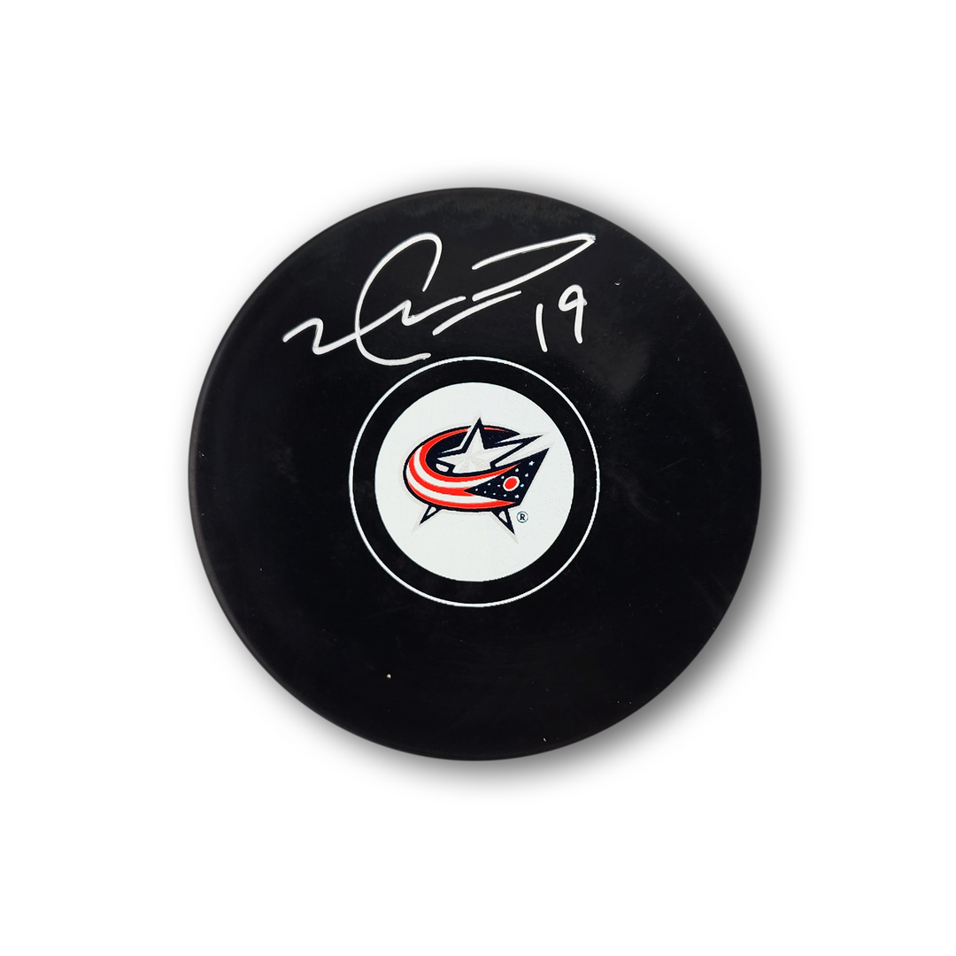 Mike Peca Autographed Columbus Blue Jackets Hockey Puck