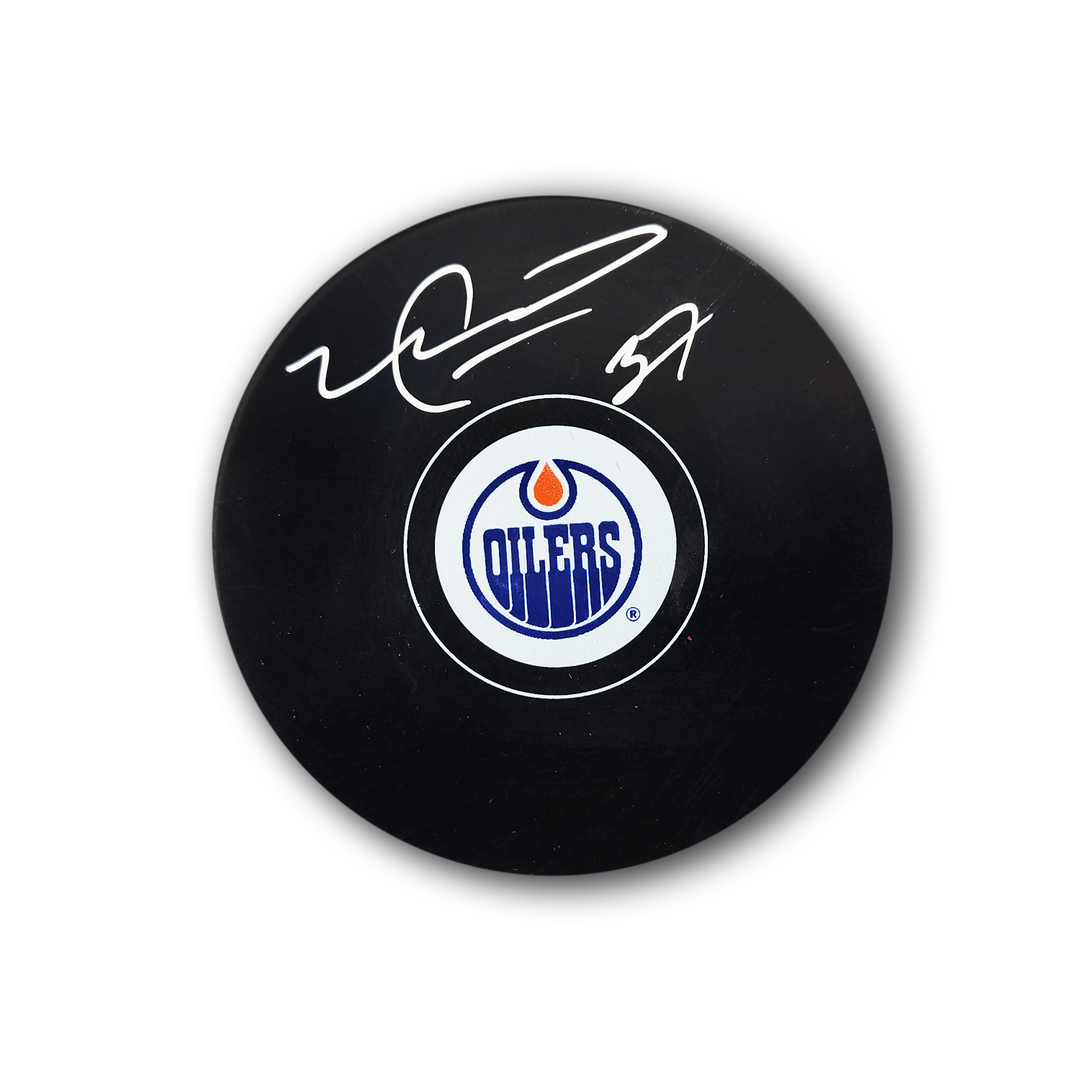 Mike Peca Autographed Edmonton Oilers Hockey Puck