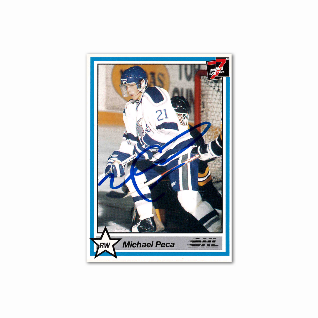 Mike Peca Autographed 1990-91 7th Inning Sketch OHL #392 Rookie Card