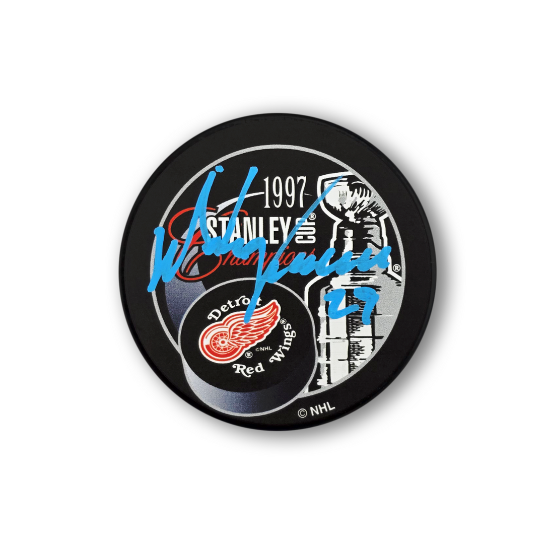 Mike Vernon Autographed Detroit Red Wings 1997 Stanley Cup Hockey Puck