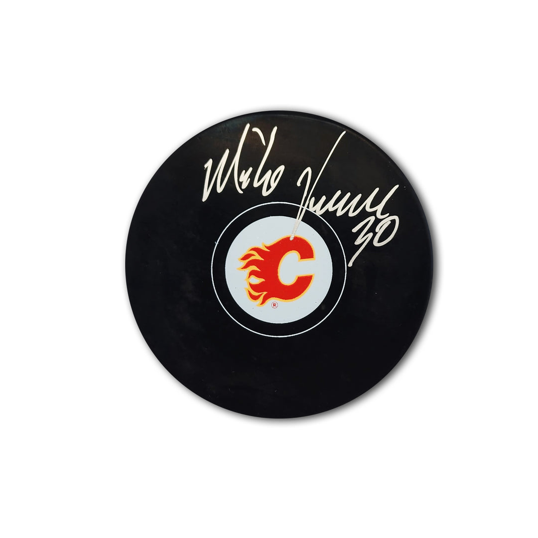 Mike Vernon Autographed Calgary Flames Hockey Puck