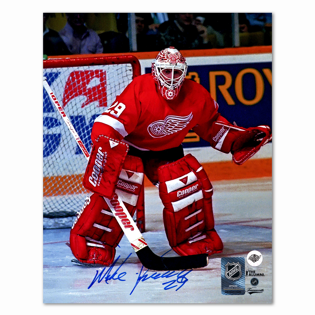 Mike Vernon Autographed Detroit Red Wings Home 8x10 Photo (2)