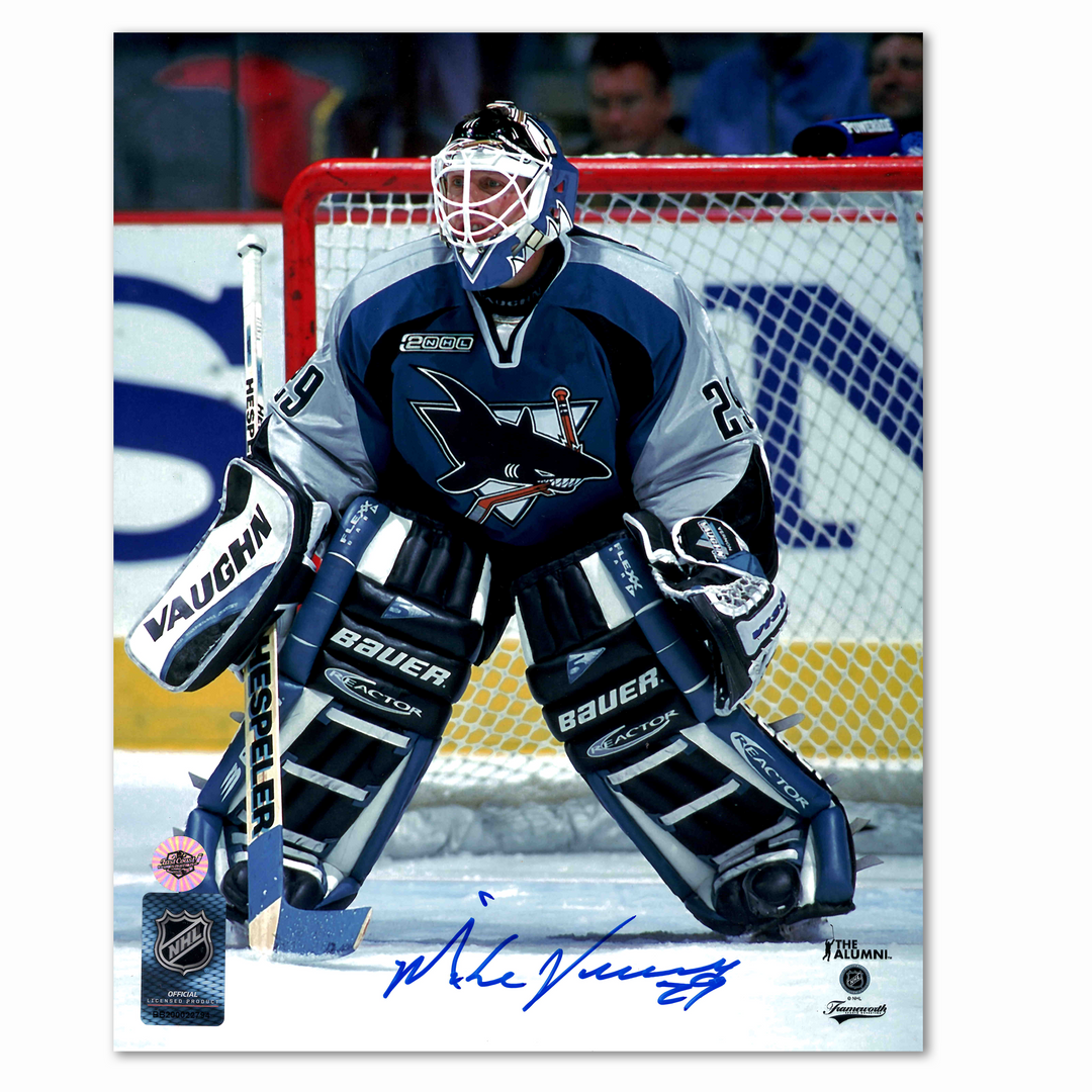 Mike Vernon Autographed San Jose Sharks Home 8x10 Photo