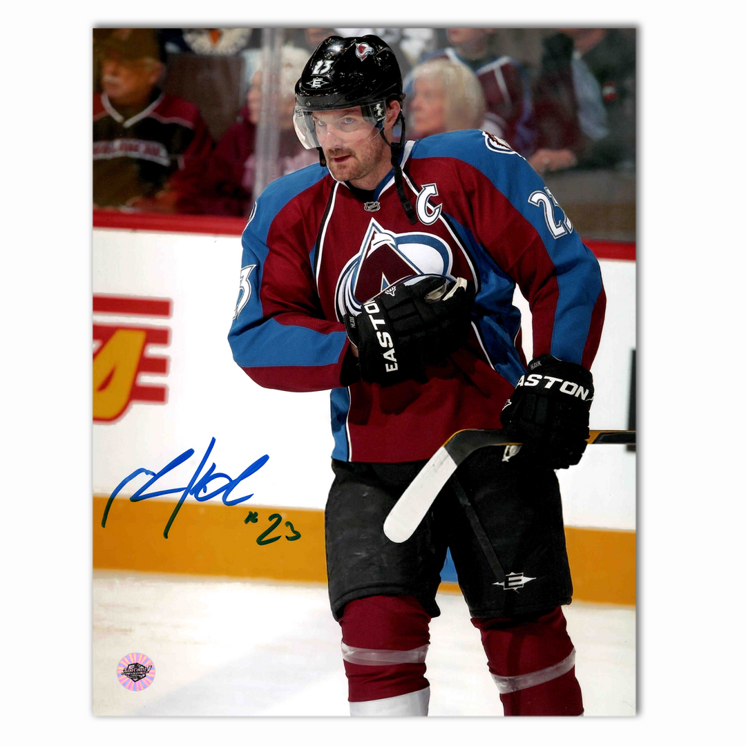 Milan Hejduk Autographed Colorado Avalanche Home 8x10 Photo (Close Up)