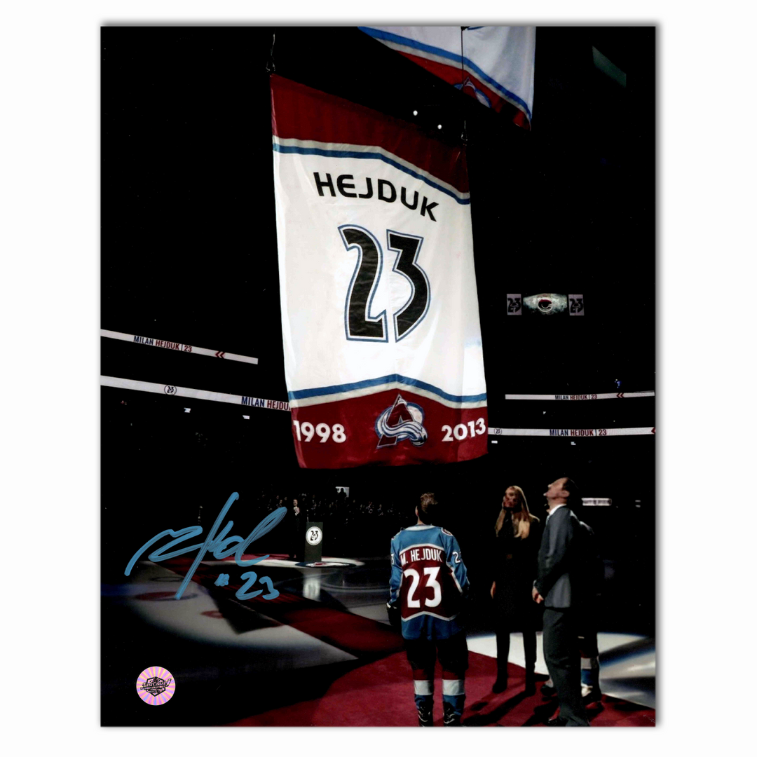 Milan Hejduk Autographed Colorado Avalanche Retirement Night 8x10 Photo