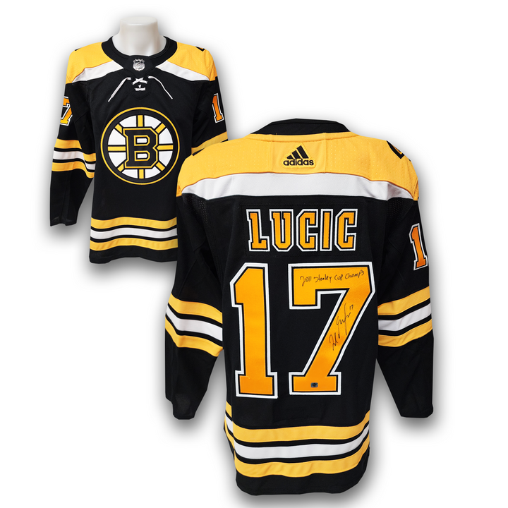 Milan Lucic Autographed Boston Bruins Adidas Jersey Inscribed 2011 Stanley Cup Champions