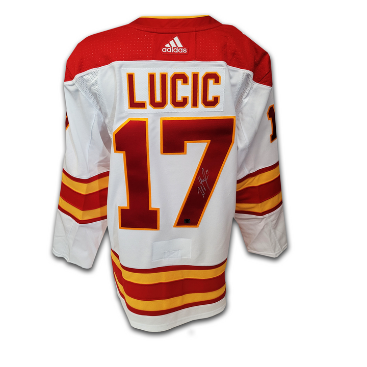 Milan Lucic Autographed Calgary Flames White Away Adidas Jersey
