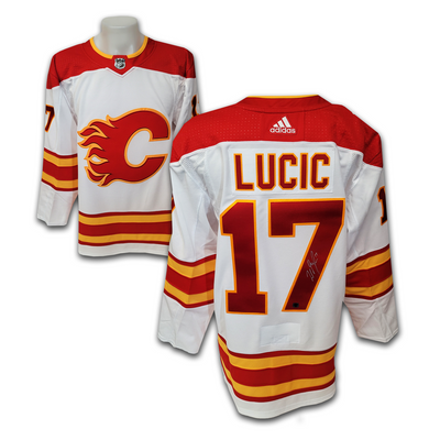 Milan Lucic Calgary Flames White Away Adidas Jersey