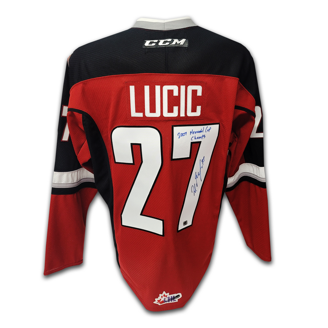 Milan Lucic Autographed Vancouver Giants Red CCM Jersey Inscribed 2007 Memorial Cup Champs