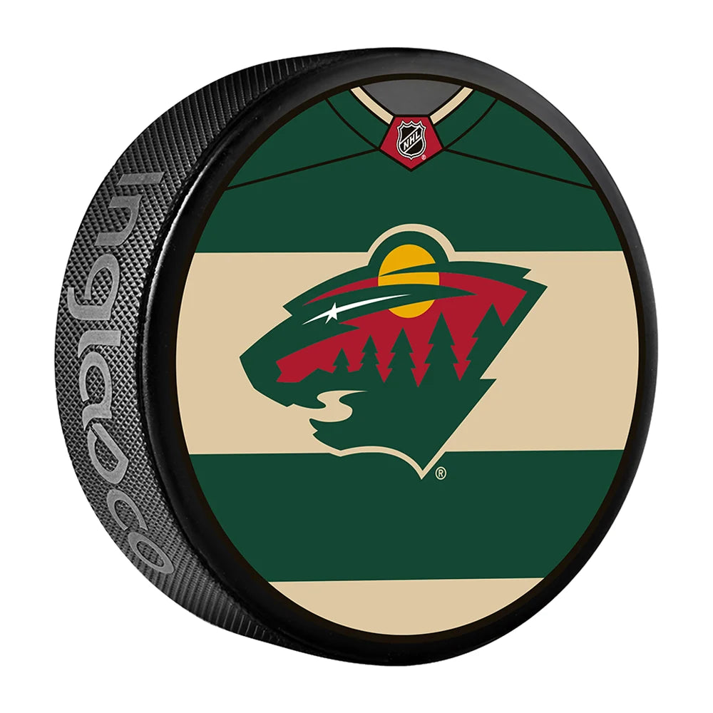 Pre-Order - Matt Boldy - Autographed Minnesota Wild Jersey Design Hockey Puck