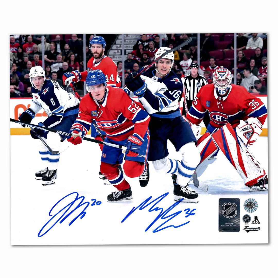 Morgan Barron and Justin Barron Autographed Montreal vs Winnipeg 8x10 Photo