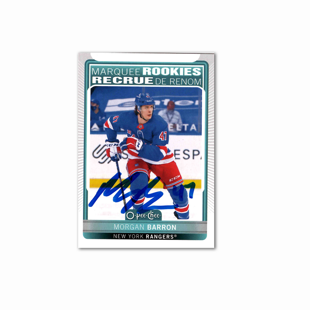 Morgan Barron Autographed New York Rangers OPC Marquee Rookie 