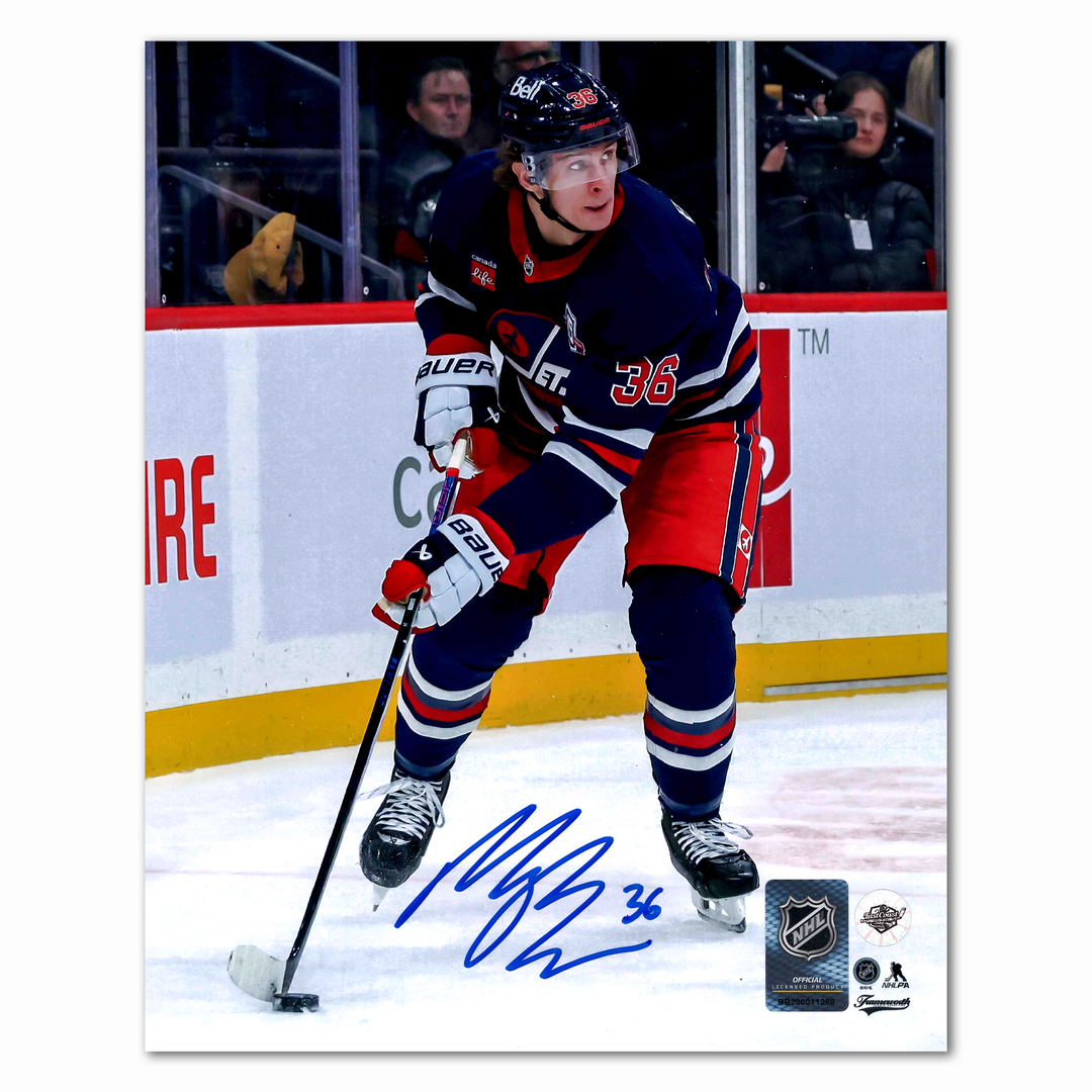 Morgan Barron Autographed Winnipeg Jets Alternate 8x10 Photo